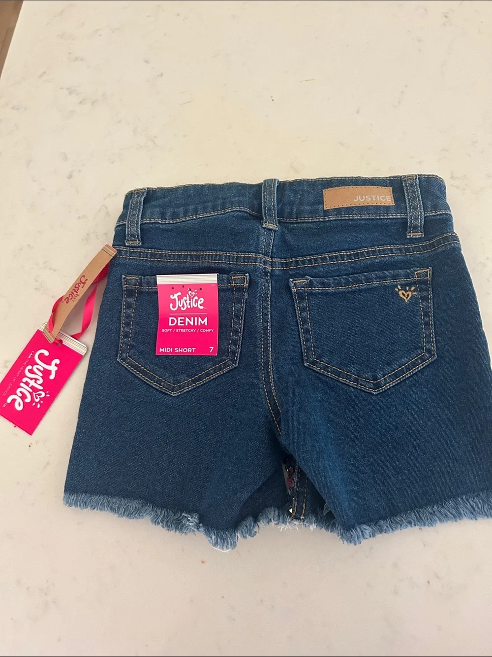 Justice Denim Sequin Shorts - Iridescent Multicolor on Blue